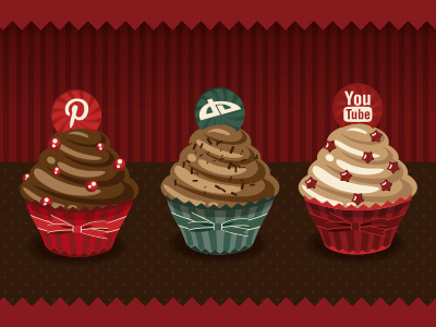 Cup Cake Social Vol 2 candy chocolate cupcake icon illustration social sugarsweet taste vector vintage