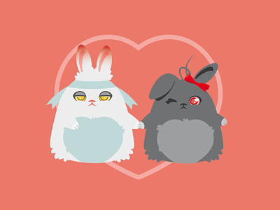 Happy Valentine! bunny couple cute animals fanart kawaii love romantic valentine valentine day vector vector art