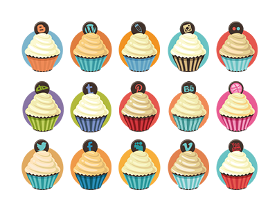 Cupcakes Social Media Icons cupcake facebook flickr free download icon instagram media pinterest social social media twitter you tube