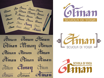 Atman - logo study calligraphy custom type logo logotype sketch typo wip yoga