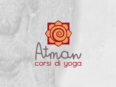 Atman Yoga Logo Final flower illustration indian logo lotus meditation spa spiral sun wellness yoga zen