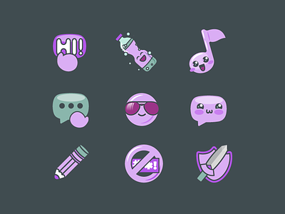 Twitch Icons set emoji emoticons game play icons icons set pencil shield sword twitch twitch icons vector vector design