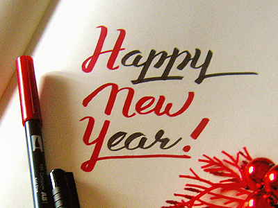 Happy New Year! calligraphy greetings hand draw happy new year lettering merry christmas typo typography