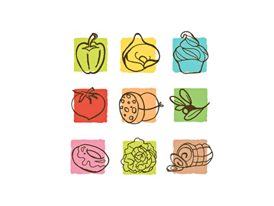 La Mora Romagnola - Hand draw icons brand cupcake donut food blogger hand drawn icon italian food logo pasta roast beef sausage tomato