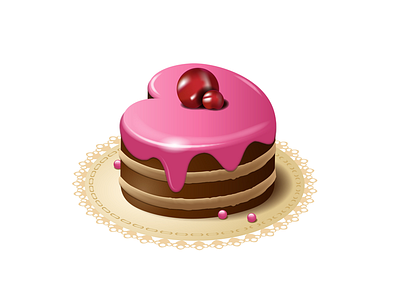 Happy Valentine! cake cherry chocolate cream cupcake heart illustration pink sugar valentine valentine day vector