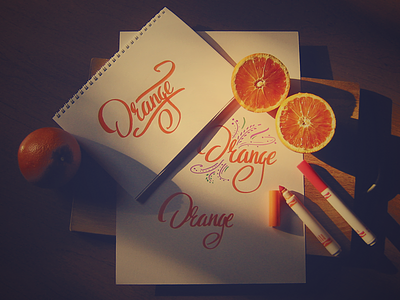 Orange! calligraphy crayola hand drawn lettering marker orange orange juice oranges red script