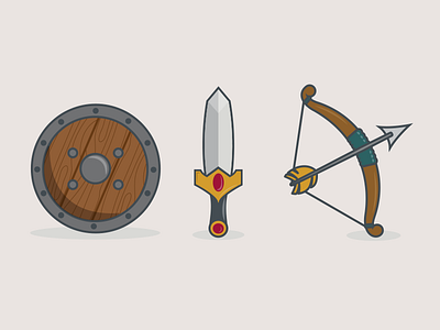 Fantasy Icon Set 4 arrow bow fantasy game icon icons illustration rgp set shield sword vector