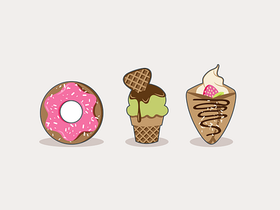 Sweet Icons Street Food chocolate cream crepes donut food ice cream icons icons set pastry street food sweet vector