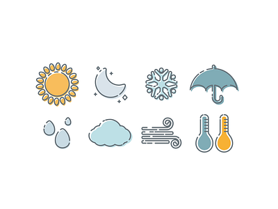 Weather Icons 1st set flat fogghy icons icons set rain snowflake snowy umbrella vector weather weather forecast windy