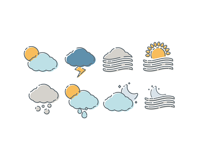 Weather Icons set 2 flat fogghy icons icons set rain snowflake snowy umbrella vector weather weather forecast windy