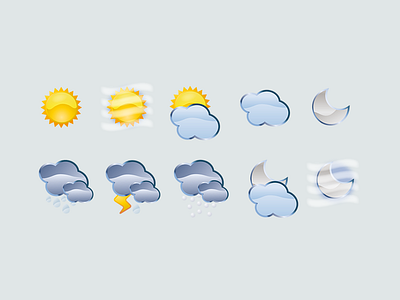 Weather Icons Set 2 fog icon icons icons set moon rain storm sun vector weather