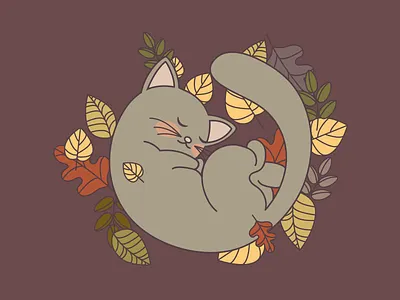 Purrfect Halloween autumn autumn leaves cat flat design furry halloween illustration kitten kitty napkins vector vector art vector artwork