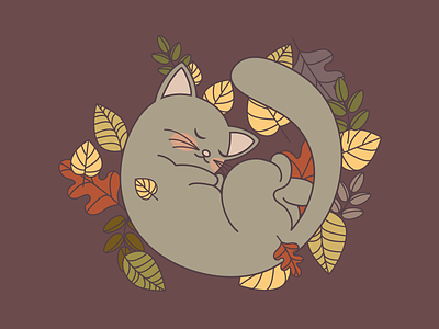 Purrfect Halloween autumn autumn leaves cat flat design furry halloween illustration kitten kitty napkins vector vector art vector artwork