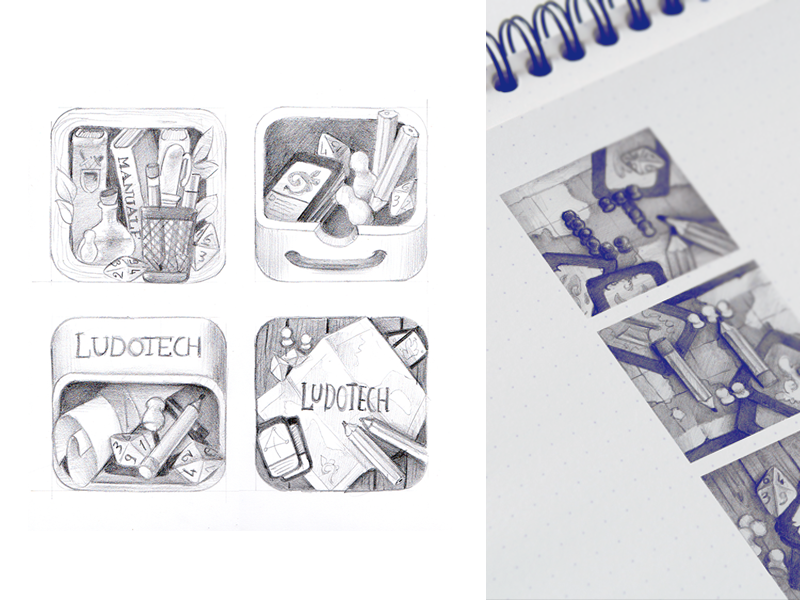 Ludotech logo sketches icons app icon player rpg app design logo design pencil sketch sketches logo hand drawn app