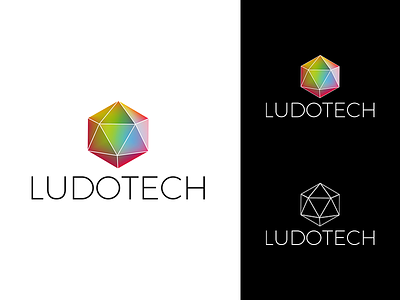 Ludotech Logo Def app app design branding design dice game design hexagon icon logo polygon rainbow rpg ui ux vector