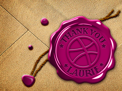 Thanks Laurie digital dribbble envelope giveaway illustration invite letter pink wax seal