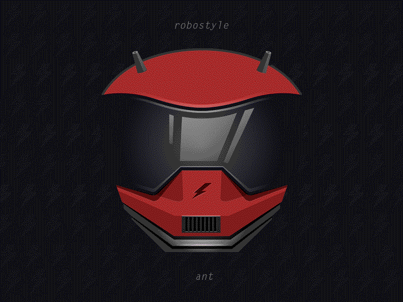 Ant ant black caracter color glasses helmet red robostyle vector
