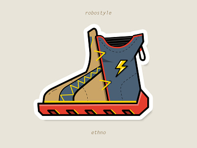 Ethno blue circle color ethno nice red robot shoes yellow