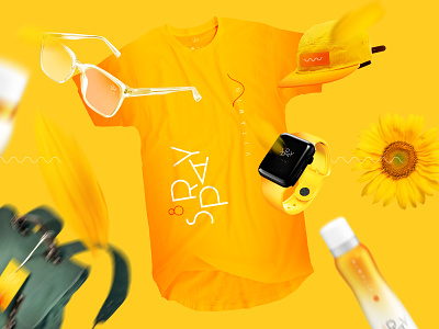 8 Spray STYLE clock clothes fashion logo package spray style sunny t shirt yellow