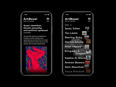 ARTBASEL app design graphic design typography ui ux web website