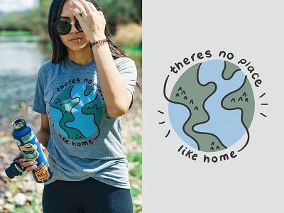 There's No Place Like Home apparel blue doodle earth earth day globe green home homepage design illustration nature outdoors shirt sketch world