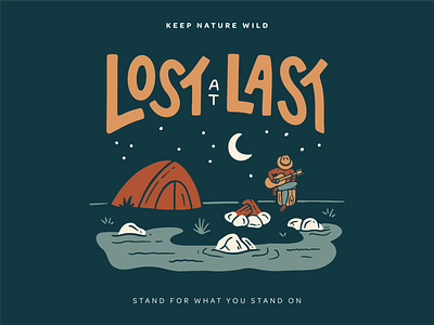 Lost at Last camp campfire camping design fire hike hiker hiking illustration lettering lost moon music nature night outdoors procreate stars tent wild