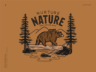 Nurture Nature bear bears brown design forest forest animals illustration landscape mountains nature nurture outdoors wildlife woods
