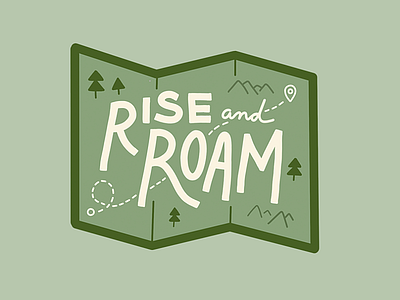 Rise and Roam Sticker design green illustration map nature outdoors procreate rise roam sticker trail trees