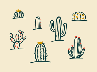 Cacti Love cacti cactus desert design gold green illustration nature orange outdoors plants procreate yellow