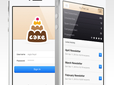 CakeMail Mobile - WIP app cakemail clean interface iphone light mobile retina ui webapp white