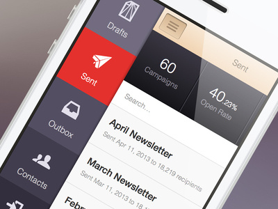 CakeMail Mobile - Menu