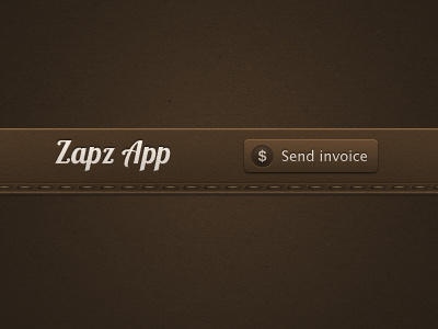 Zapz App - Navigation app button cardboard feature interface invoice leather paper signup stitch stitches texture tour ui web