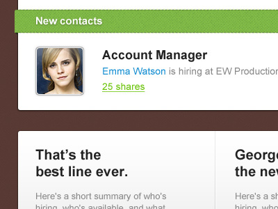 MatchFWD Email Template account manager app banana box brown contact email emma watson green layout matchfwd notification ribbon textile update white