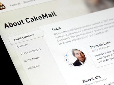 Cakemail Team beige box cake cakemail contact design din email facebook layout light social team texture twitter white