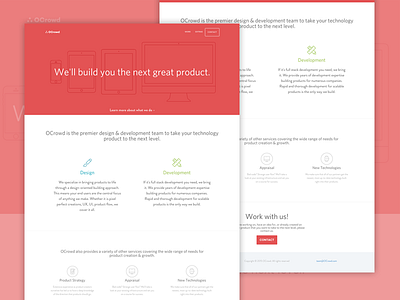 OCrowd Site flat icon landing launch product red redesign team