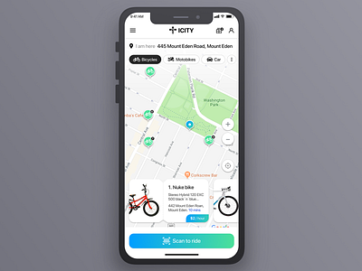 ICity - Mobile for rent bikes, motors and cars
