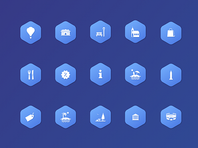 Package icons of places categories glyphs places