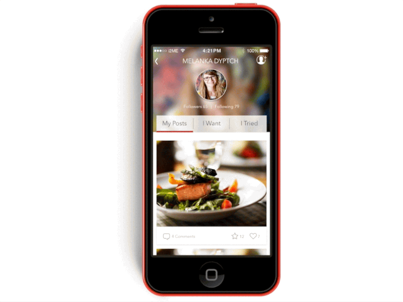 Instant2me - Pull to Refresh food ios7 profile screen pull to refresh red