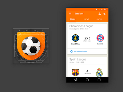 Stadium App app game google match material design mobile movile soccer sports stadium world cup
