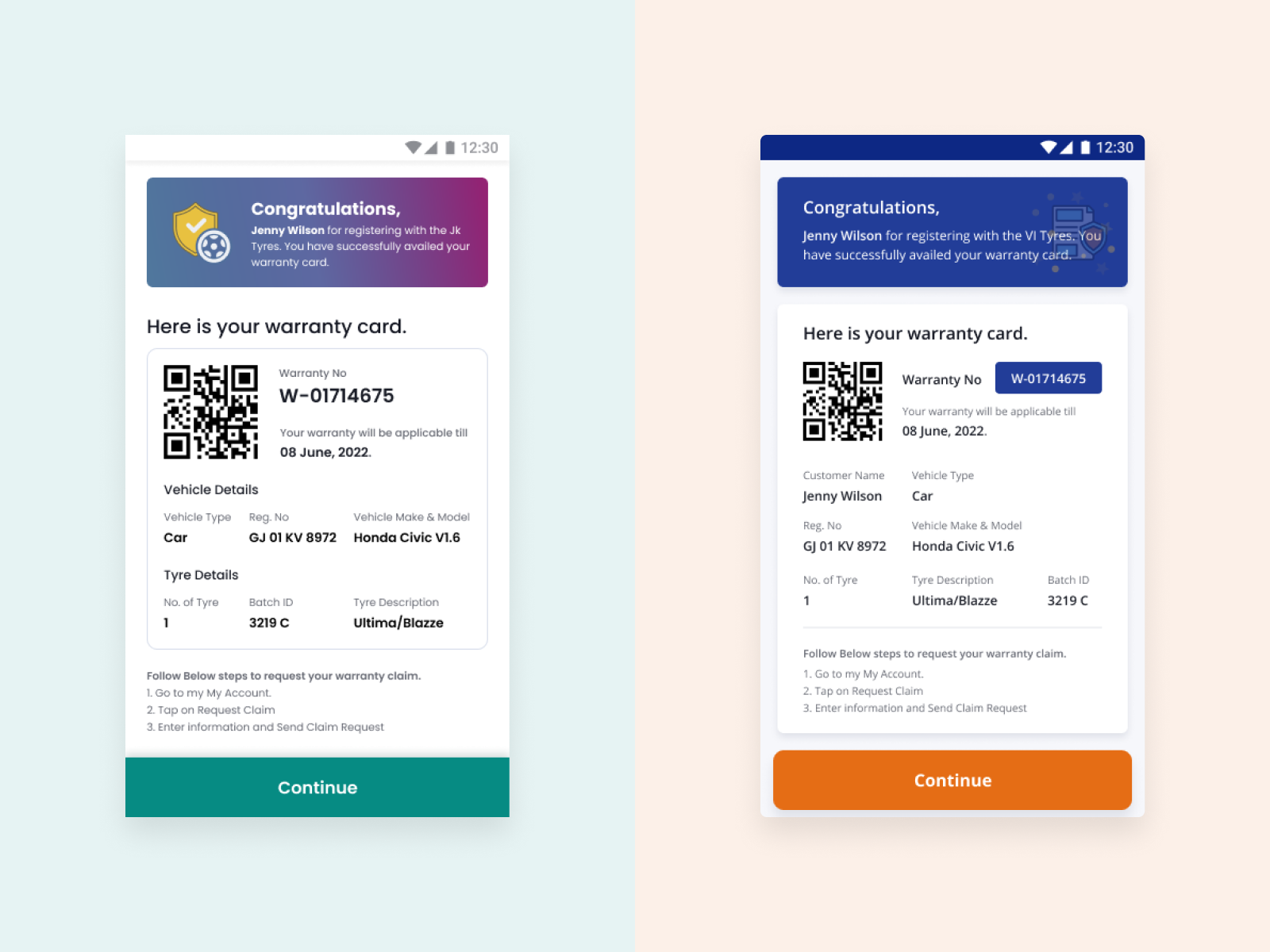 Mobile Warranty Card Explorations by Aman Gupta on Dribbble
