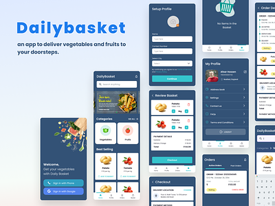 Dailybasket - a vegetable & fruit delivery app app design figma figma design figmadesign food fruits ui ui ux design vegetable