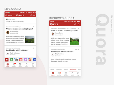 Quora UI/UX Improvement, just a personal project. adobe app design ui ui ux design ux xd