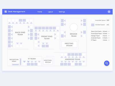 Office Desk Management Dashboard concept