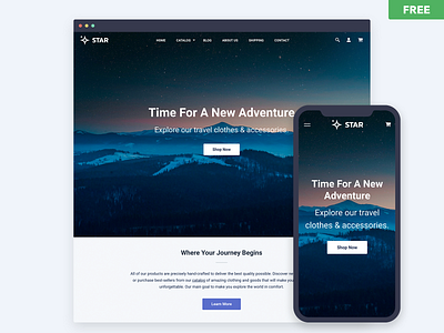 Star Theme for Shopify design e commerce free freebie freebies mobile online shop shopify store template theme ui ux web