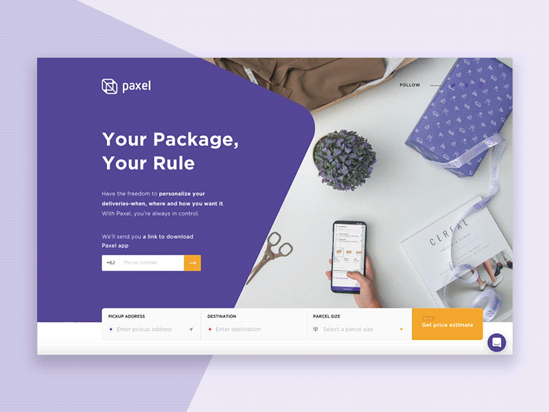 Paxel Desktop Homepage android app delivery desktop forwarding freight last mile delivery logistics pickup shipment ui ux