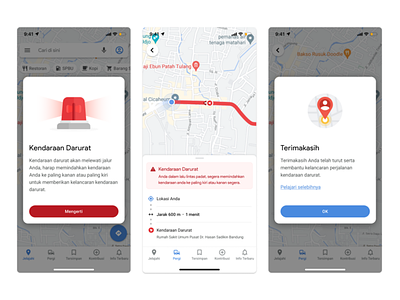 Emergency Vehicle Lane Warning on Google Maps alert ambulance design emphaty google maps mobile ui ux warning