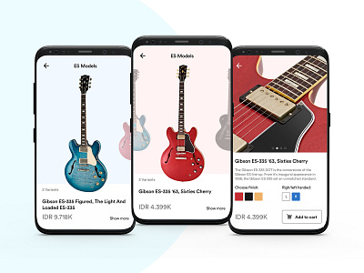 Guitar shop app design gibson guitar mobile phone app shop ui user interface ux