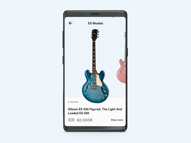 Guitar shop app transition