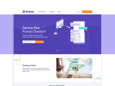 Vutura.io branding chatbot design illustration landing page ui vector vutura website website design