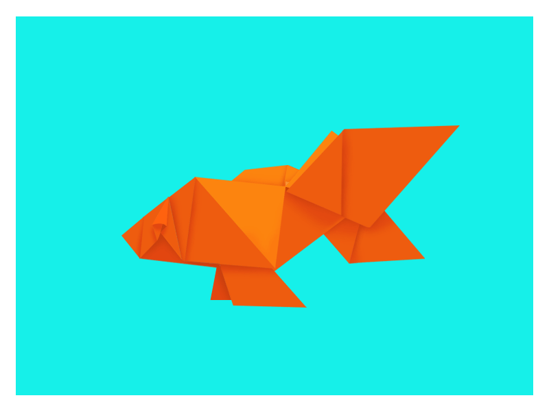 origami-g o l d f i s h gif illustration